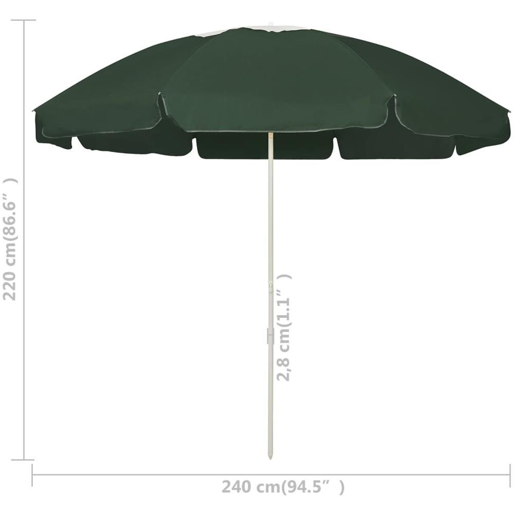 Ombrellone Da Spiaggia Verde 240 Cm - Foto 7