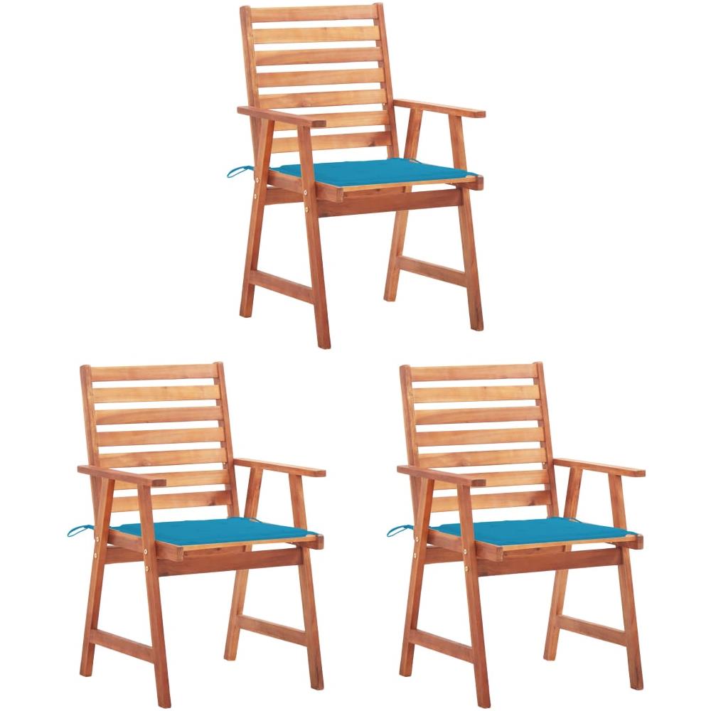 Sedie Da Pranzo Da Esterni Con Cuscini 3 Pz Massello Di Acacia - Foto 1