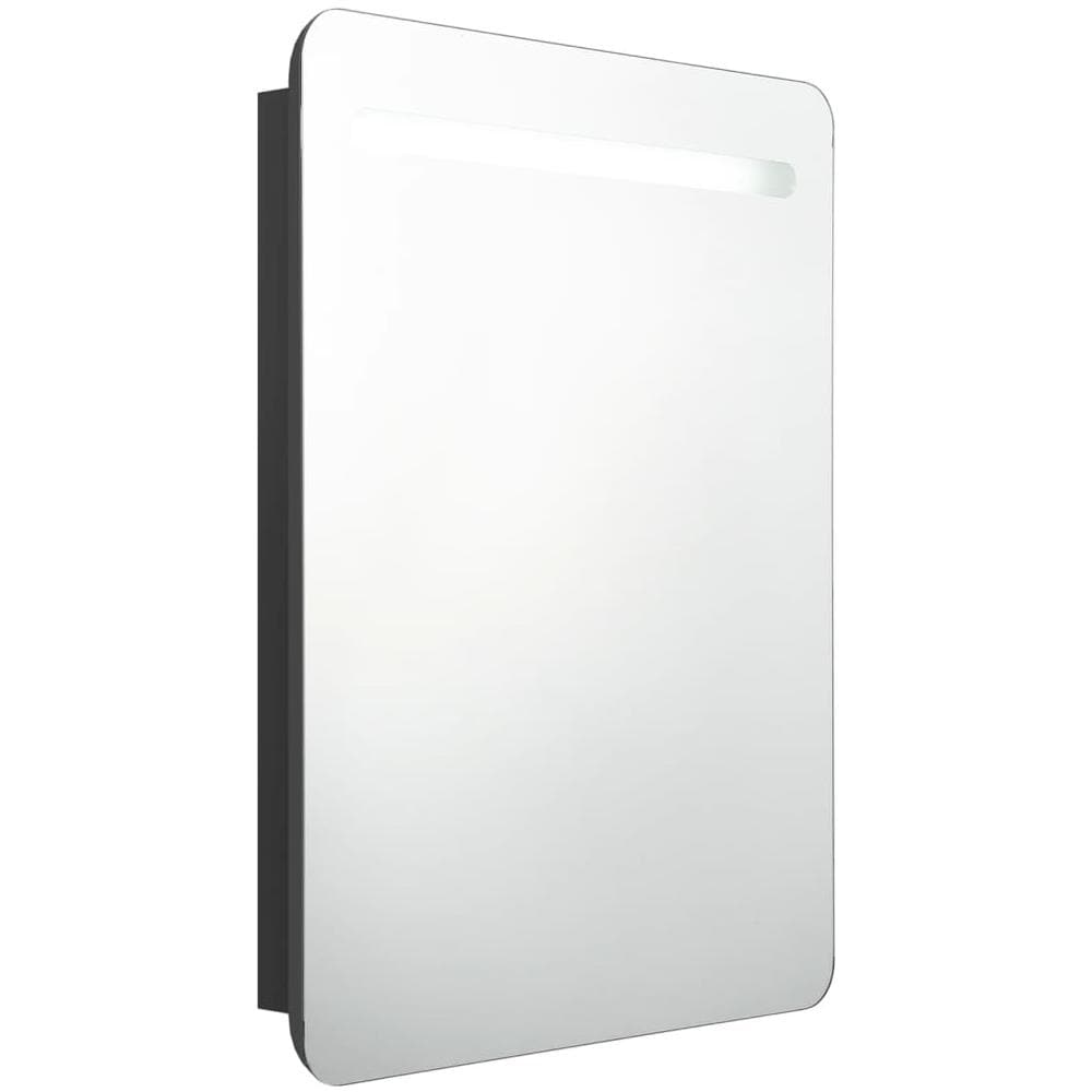 Armadietto Bagno Con Specchio E Led Nero 60x11x80 Cm - Foto 2