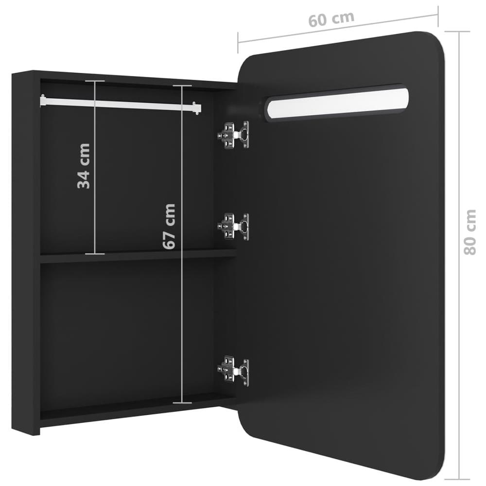 Armadietto Bagno Con Specchio E Led Nero 60x11x80 Cm - Foto 7