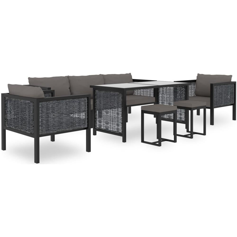 Set Divani da Giardino 8 pz con Cuscini in Polyrattan Antracite - Foto 1