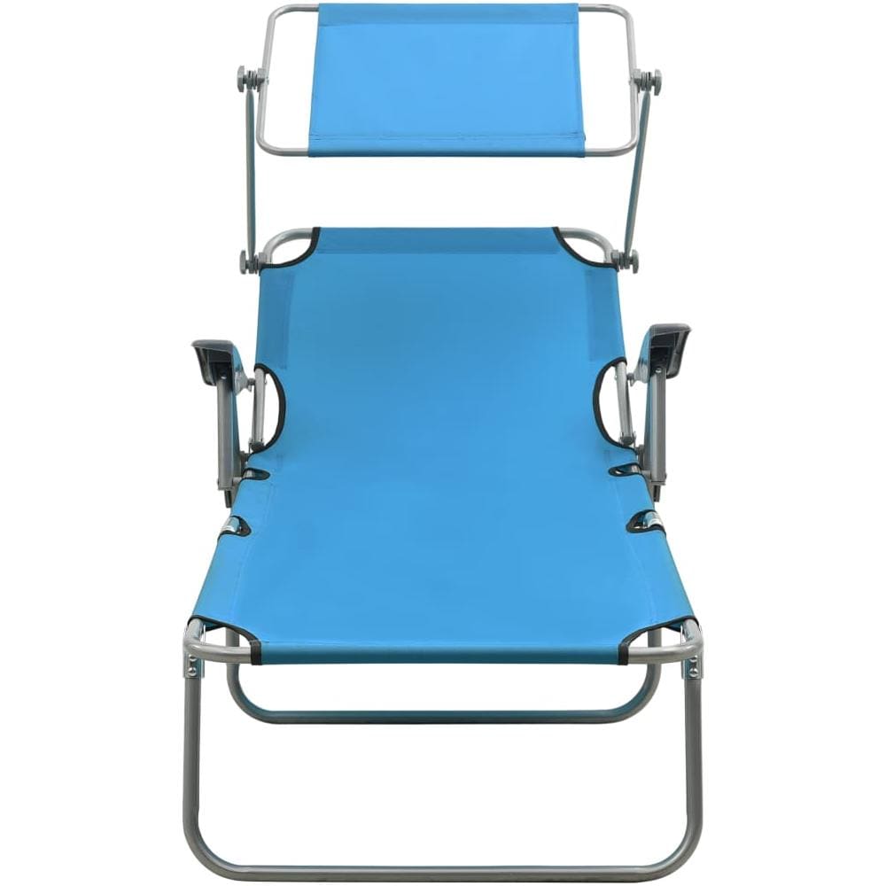 Lettino Prendisole con Baldacchino in Acciaio Blu - Foto 2