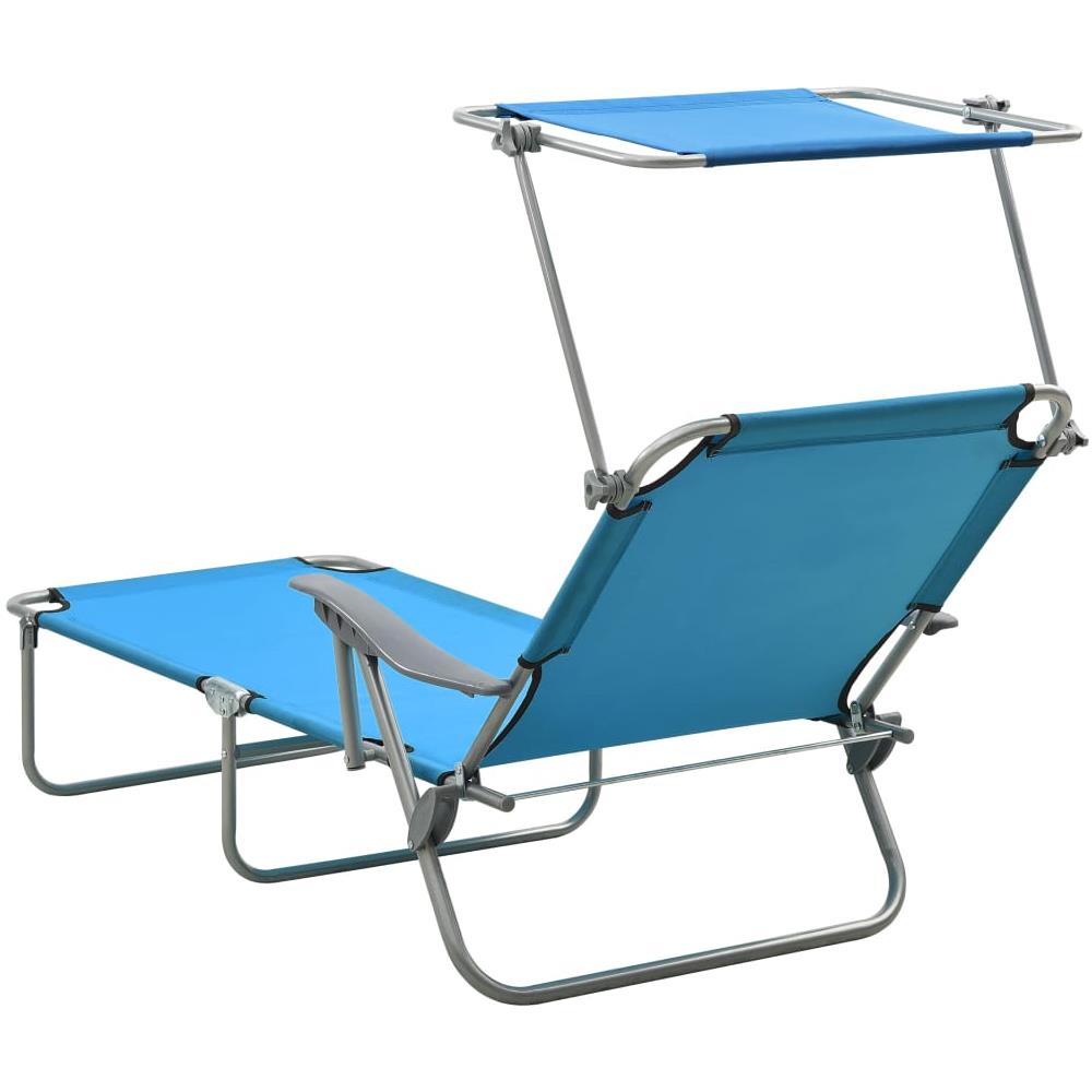 Lettino Prendisole con Baldacchino in Acciaio Blu - Foto 3