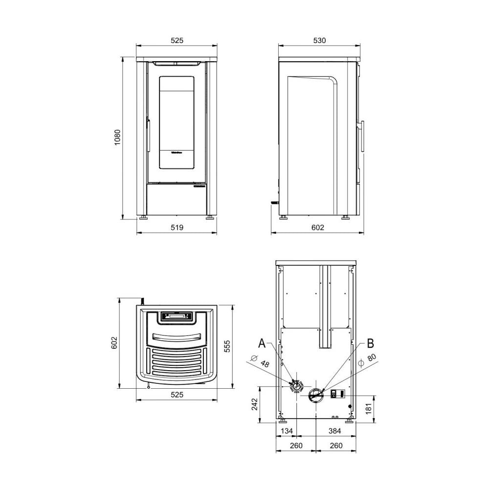 Stufa a Pellet Ventilata DAHIANA VFS Potenza Termica Nominale 10,0 kW 287 m3 Riscaldabili Colore Avorio - Foto 3