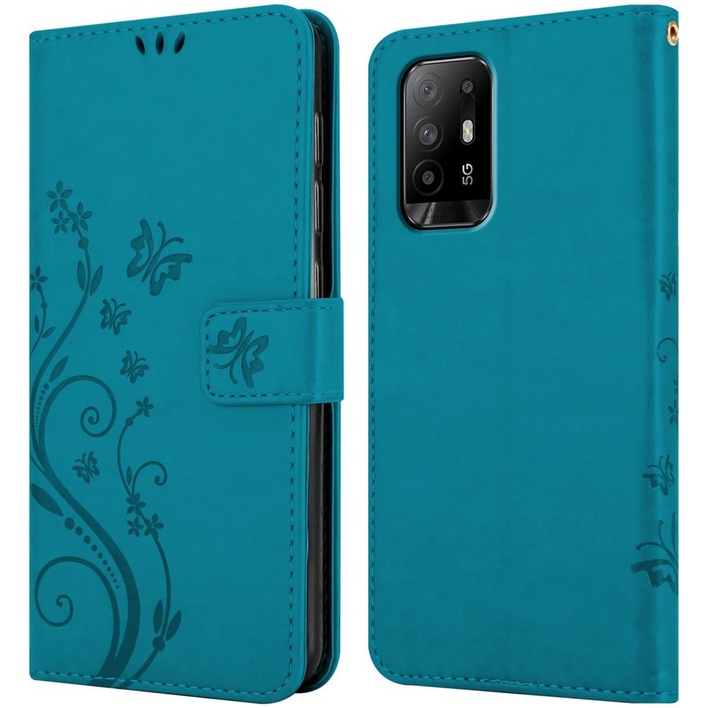Cadorabo Custodia Compatibile Con Oppo A94 5g In Blu Fiore - Coperchio Protettivo In Design Floreale Con Chiusura Magnetica, Funzione Stand E Slot Per Carte - Foto 7