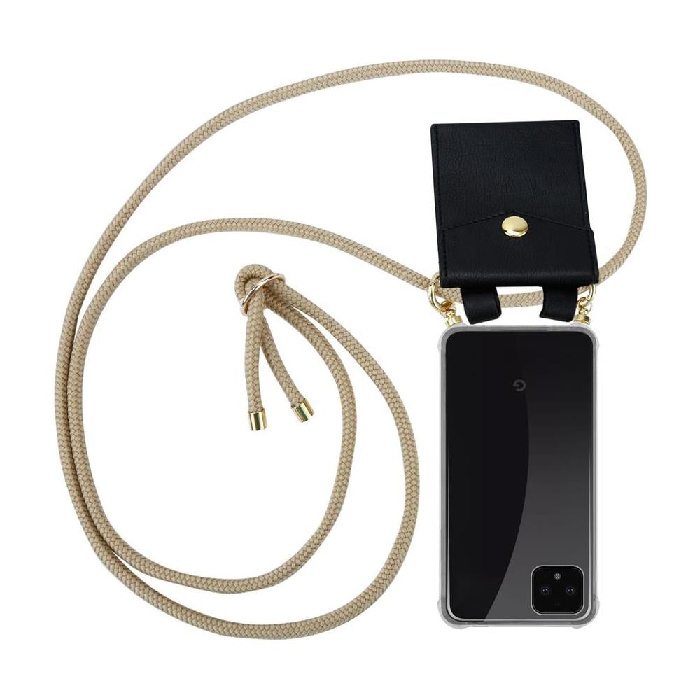 Catena Di Telefoni Cellulari Compatibile Con Google Pixel 4 In Marrone Brillante - Coperchio Protettivo In Silicone Con Anelli D'oro, Cinturino In Corda E Custodia Staccabile - Foto 1