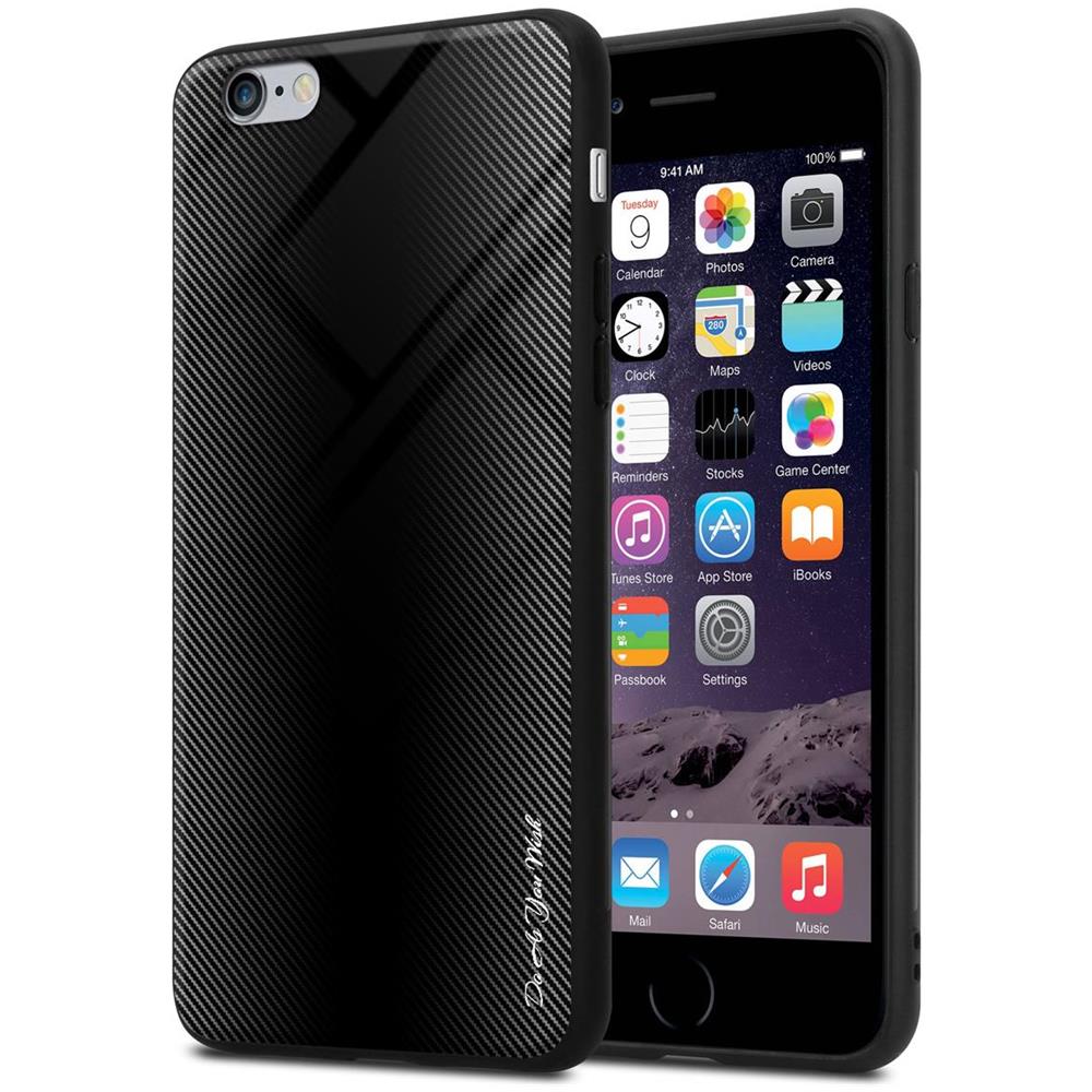 Cadorabo Custodia Compatibile Con Apple Iphone 6 Plus / 6s Plus - Ottica A Strisce In Opale Nero - Coperchio Protettivo In Vetro Temperato E Silicone Tpu - Foto 1