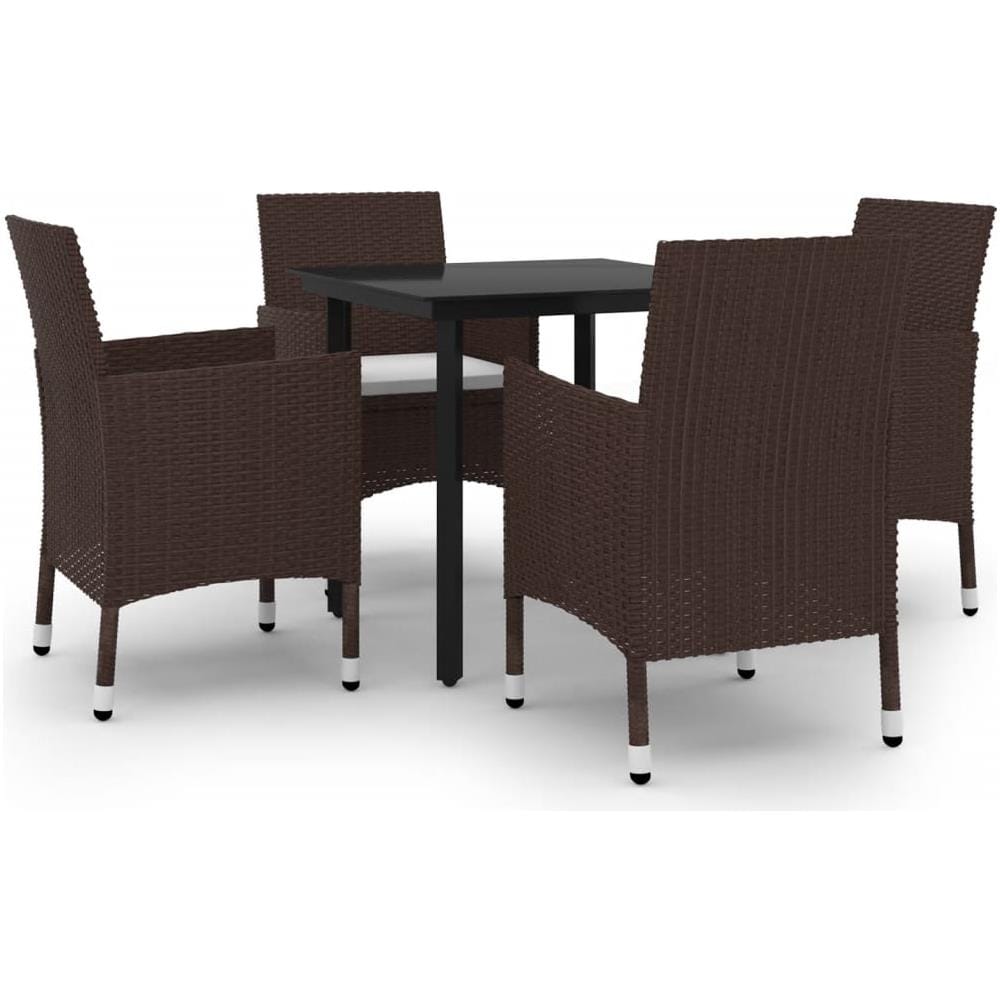 Set Da Pranzo Da Giardino 5 Pz Con Cuscini Polyrattan E Vetro - Foto 2