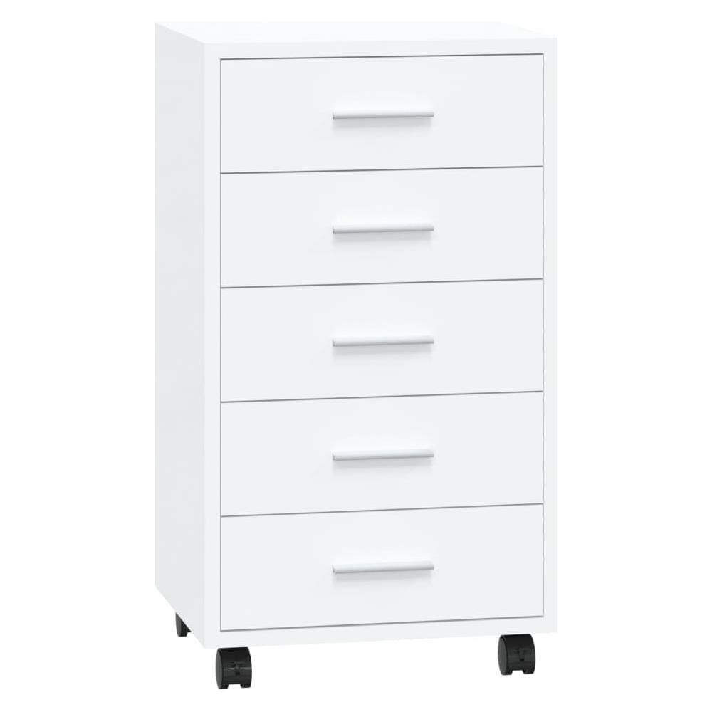 Cassettiera Con Ruote Bianco Lucido In Legno Multistrato - Foto 2