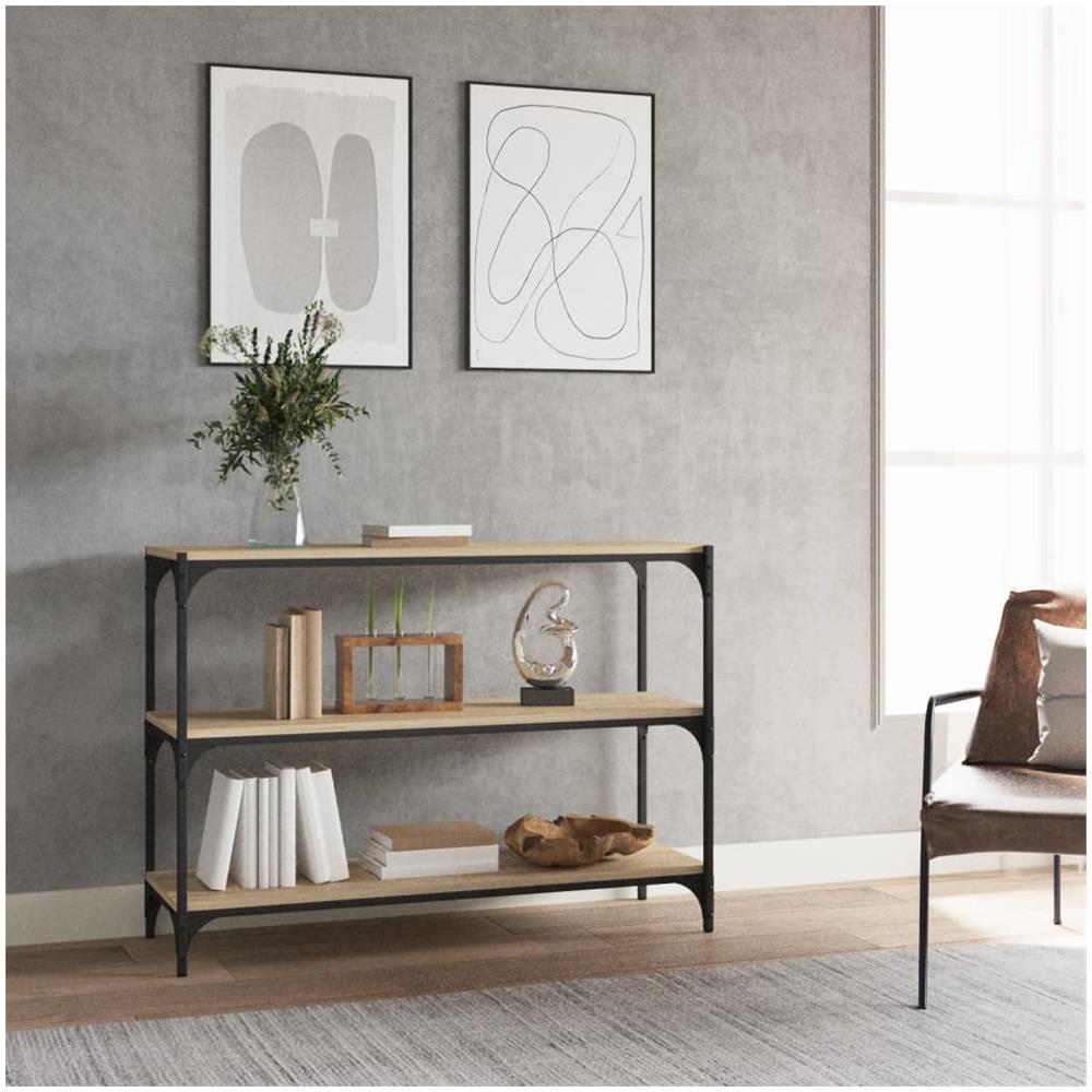Libreria Rovere Sonoma 100x33x70,5cm Legno Multistrato Acciaio - Foto 1
