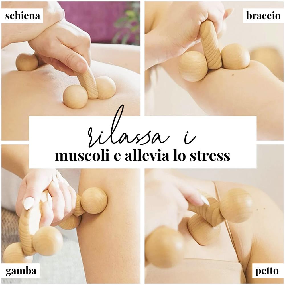 Massaggiatore Portatile In Legno Per Rullo Massaggiante Per Spalle E Collo Posteriore 18 X 7 X 6 Cm - Foto 3