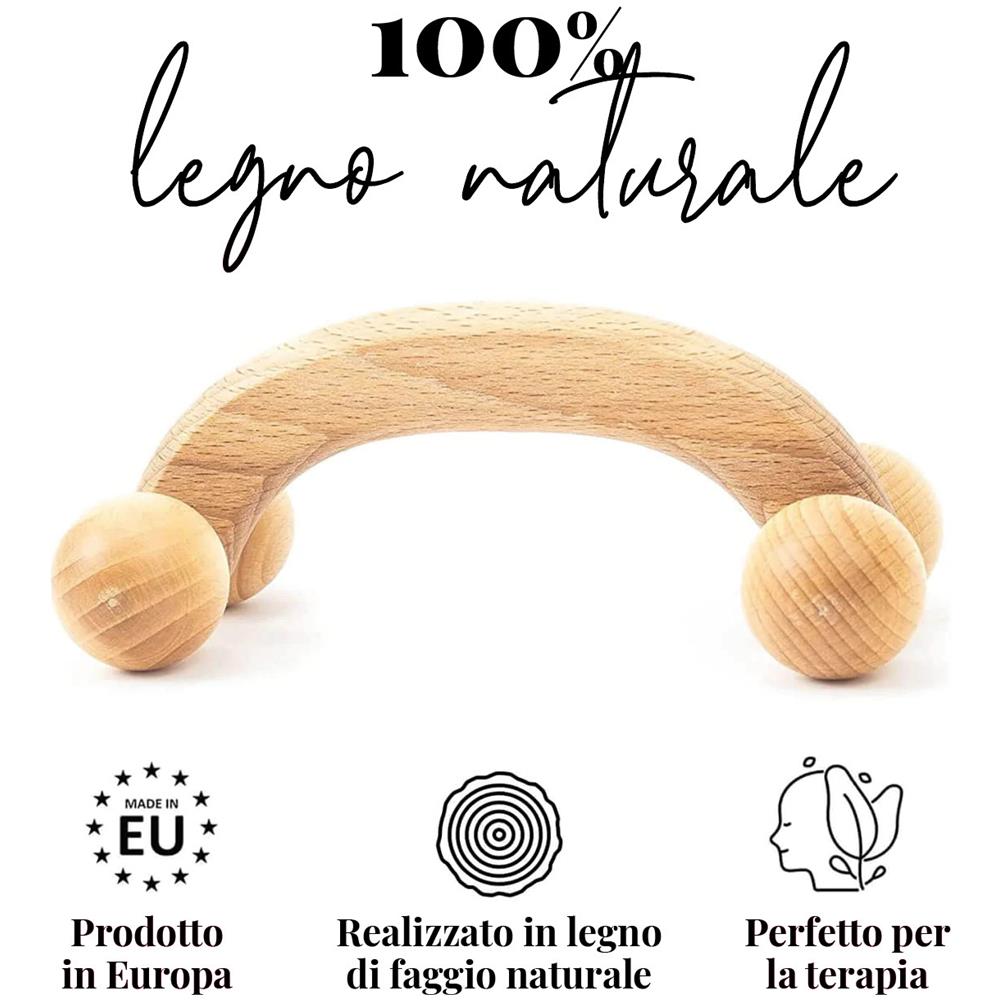 Massaggiatore Portatile In Legno Per Rullo Massaggiante Per Spalle E Collo Posteriore 18 X 7 X 6 Cm - Foto 1