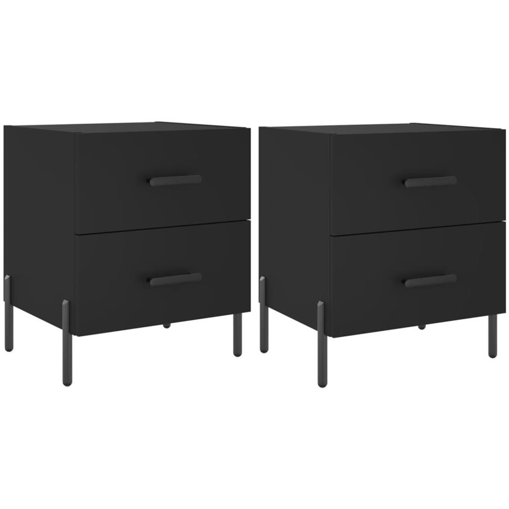 Comodini In Legno Di Pino Massello VidaXL - Set Da 2, Neri Ed Eleganti Per Camera Da Letto