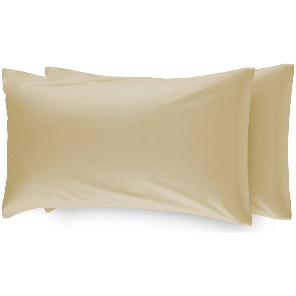 Coppia Federe Cuscino Letto In Microfibra No Stiro Tinta Unita Vari Colori Federe Cream - Foto 1