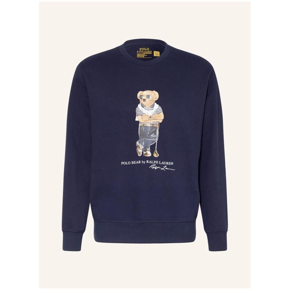 Felpa Uomo Girocollo Orso Polo Bear Orsetto In Cotone Stampa Polo Bear Felpa Senza Cappuccio Orso Ralph Lauren Tg S - Foto 1