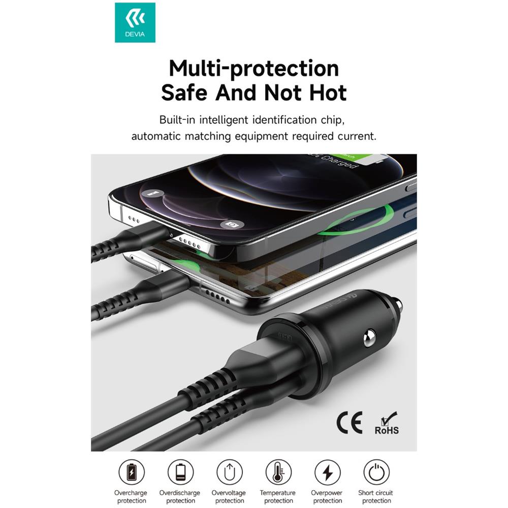 Carica Da Auto Super Rapido Slim Pd+qc3 30w. 2 Out A+c Nero - Foto 1
