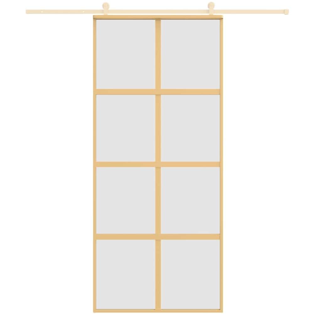 Porta Scorrevole Dorata 90x205 Vetro Smerigliato Esg Alluminio - Foto 3