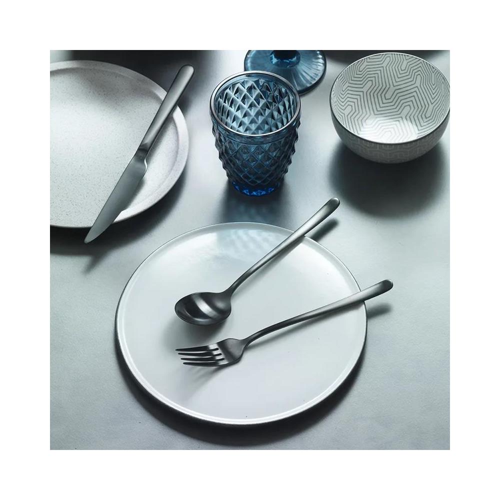 Sky satin treasure black Posate da tavola in acciaio finitura nera satina Confezione - Set da 24 Pezzi - 6 Posti Tavola - Confezione Regalo Made in Italy - Foto 2