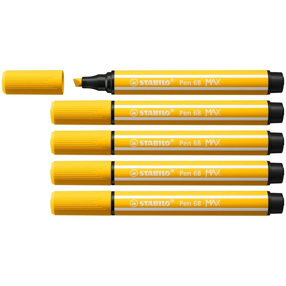 Pen 68 MAX - Pennarello Premium a tratto doppio (1 + 5 mm) - Confezione da 5 - Giallo - Foto 1