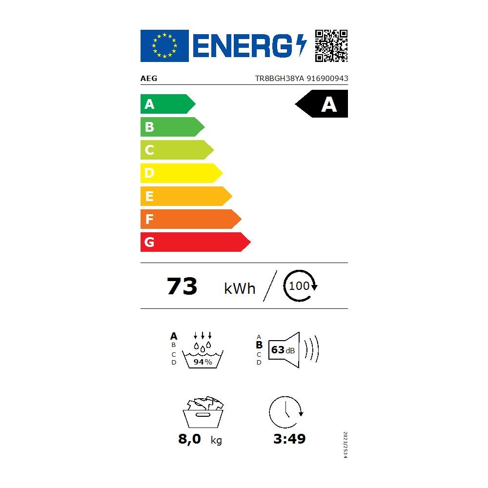 Asciugatrice TR8BGH38YA Pompa di calore Libera installazione Caricamento frontale 8 kg Bianco - Foto 22