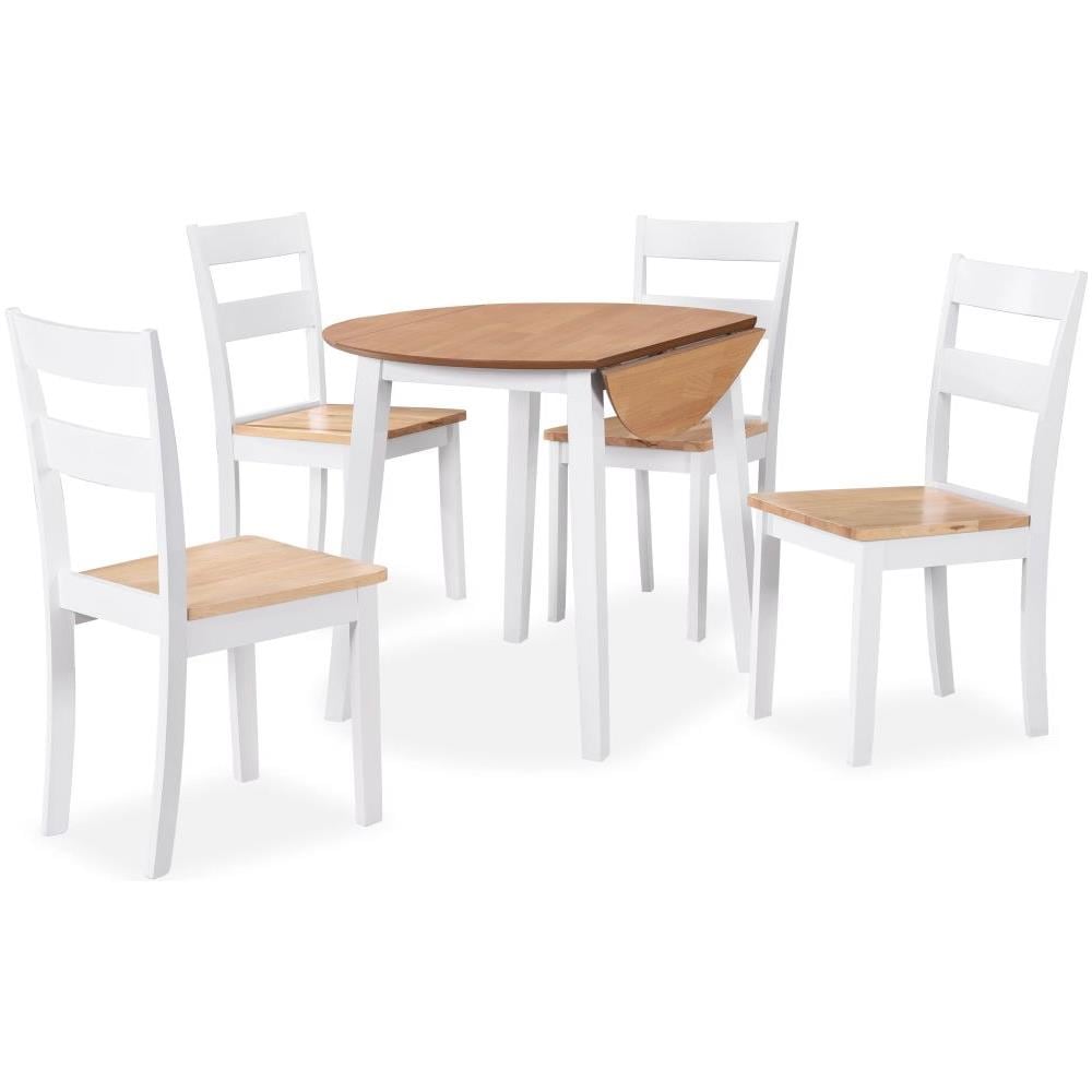 Set Da Pranzo 5 Pz In Mdf E Legno Di Hevea Bianco - Foto 1