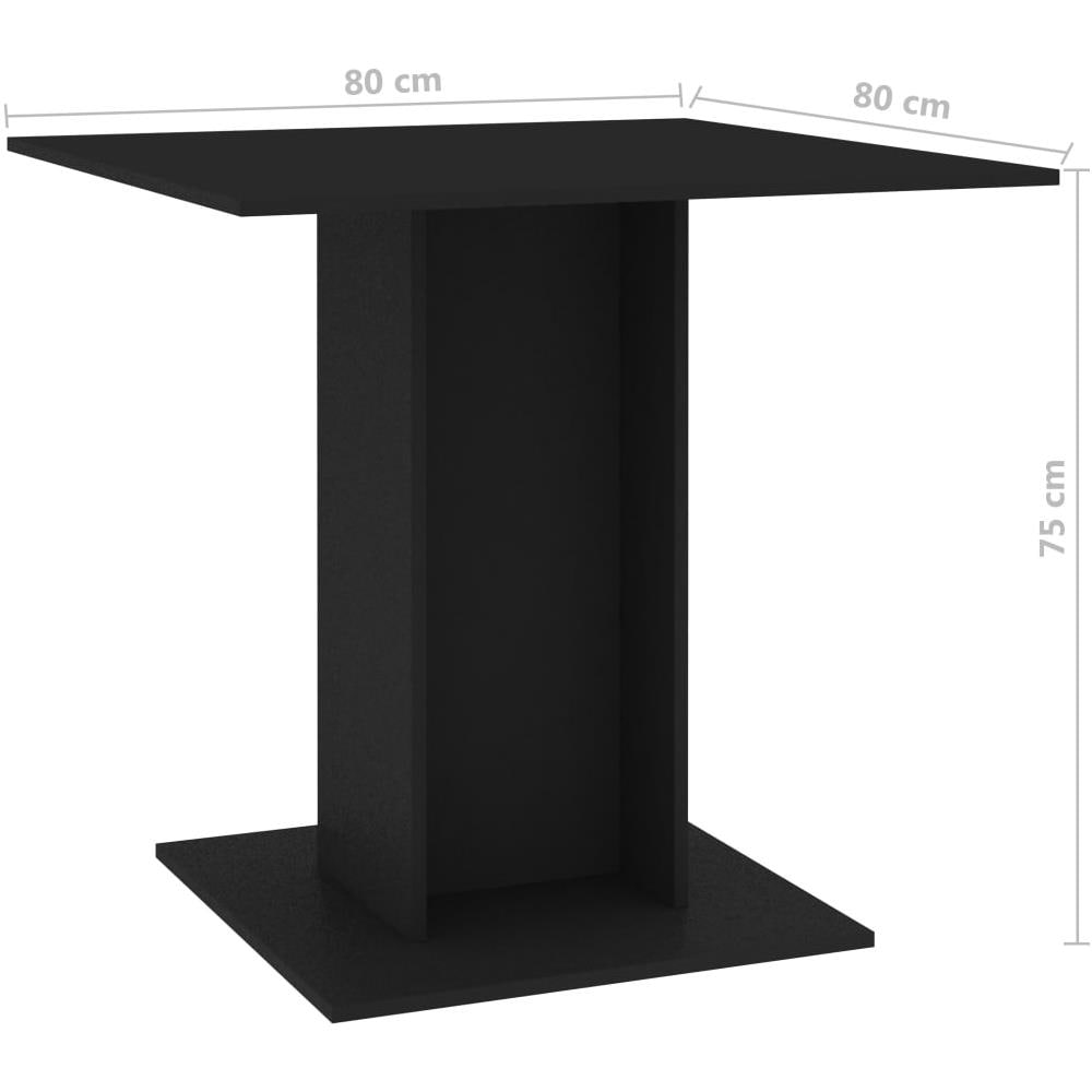 Tavolo da Pranzo Nero 80x80x75 cm in Legno Multistrato - Foto 9
