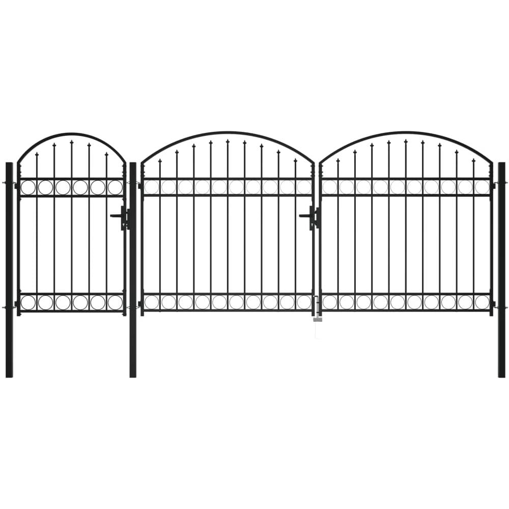 Cancello Da Giardino Ad Arco In Acciaio 2,25x4 M Nero - Foto 1