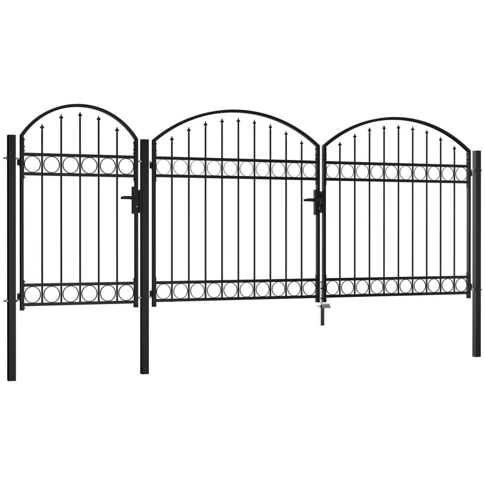 Cancello Da Giardino Ad Arco In Acciaio 2,25x4 M Nero - Foto 2