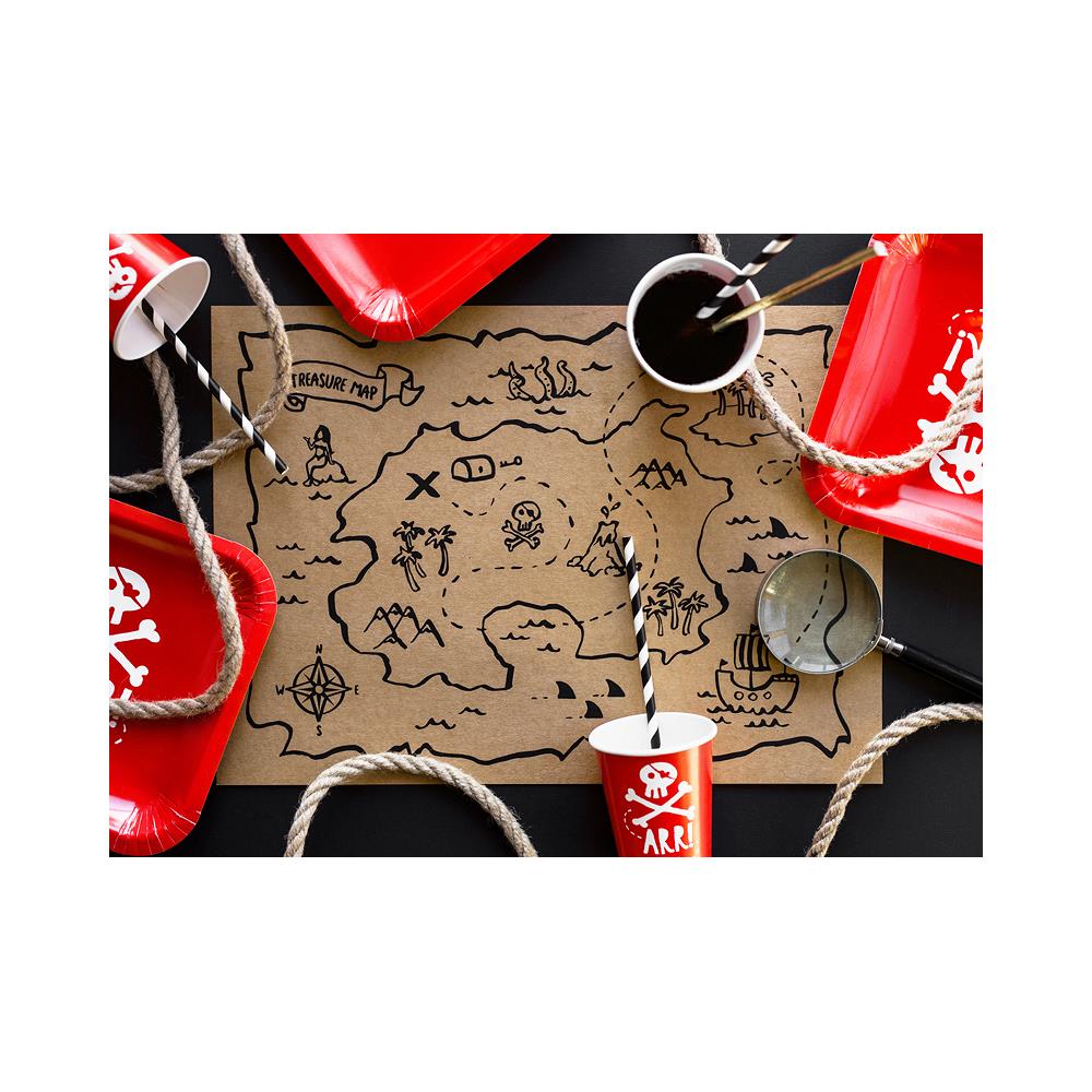 Partydeco - 7 Tovagliette In Carta Kraft Mappa Del Tesoro - Foto 3