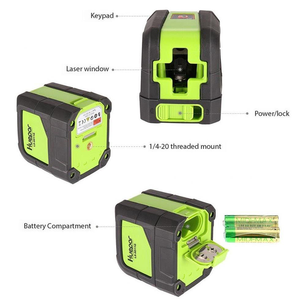 9011g Croce Linea Laser Autolivellante Orizzontale Fascio Verde E Livello Laser Linea Verticale Con Visibilità 30m, Laser Luminoso Con Base Pivotante Magnetica E Porta Laser - Foto 2