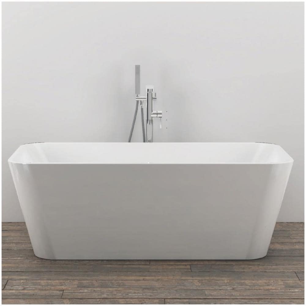 Vasca Da Bagno Freestanding Rettangolare Acrilico Bianco Lucido 3 Misure *** Misure : 160x80x58 Cm - Foto 2