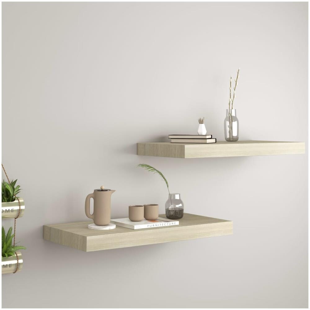Scaffali A Parete 2 Pz Rovere 50x23x3,8 Cm In Mdf - Foto 1