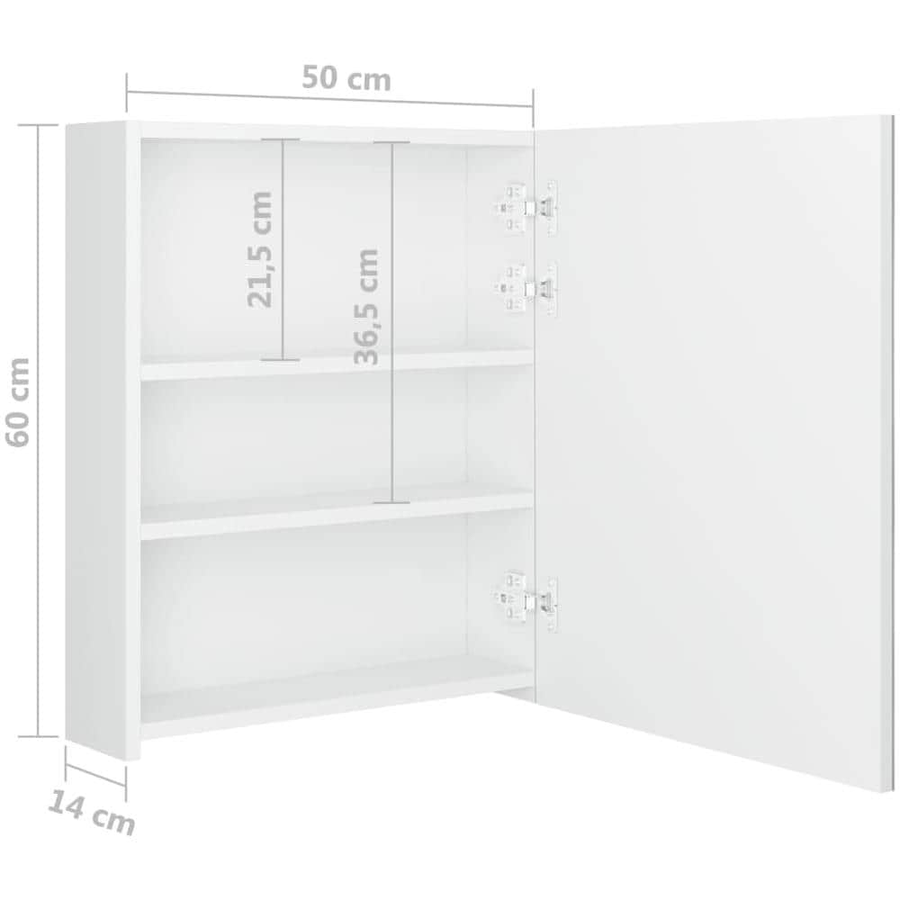 Armadietto Bagno con Specchio e LED Bianco Lucido 50x14x60 cm - Foto 7