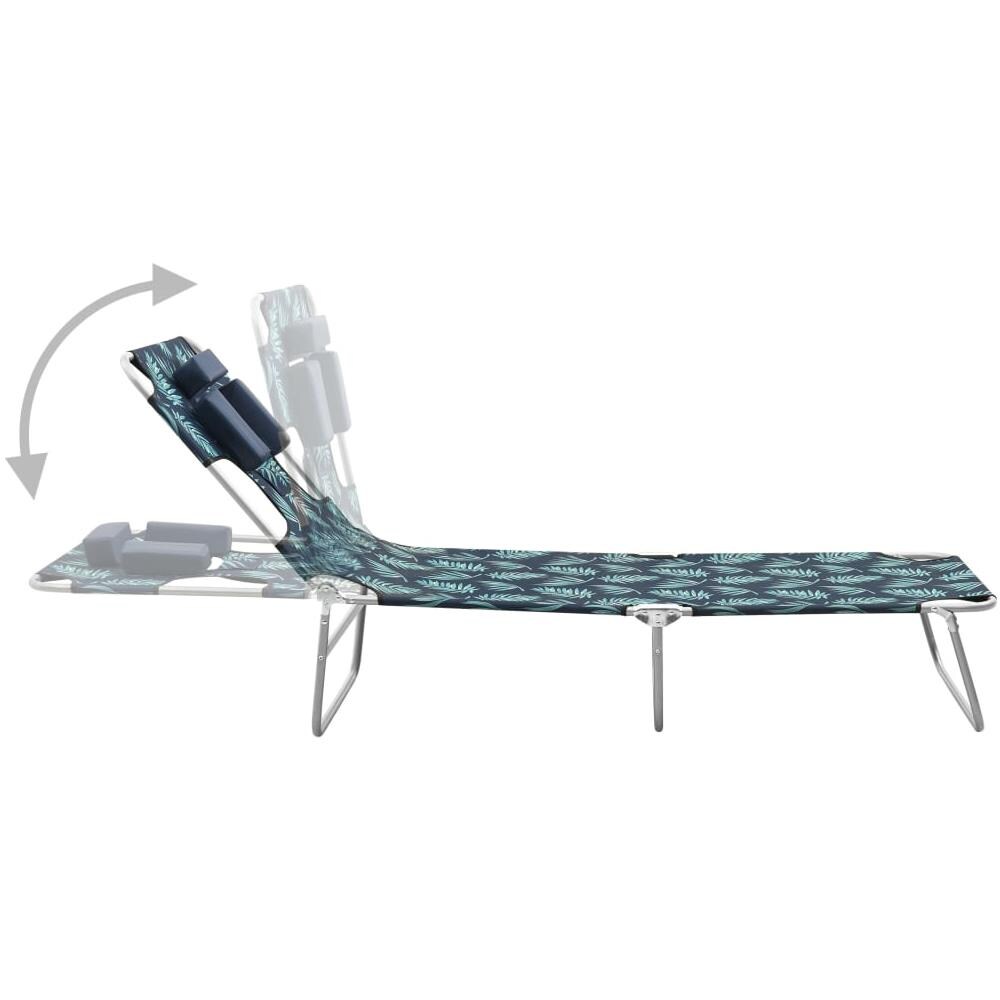 Lettino Prendisole Pieghevole Poggiatesta Acciaio Stampa Foglie - Foto 3