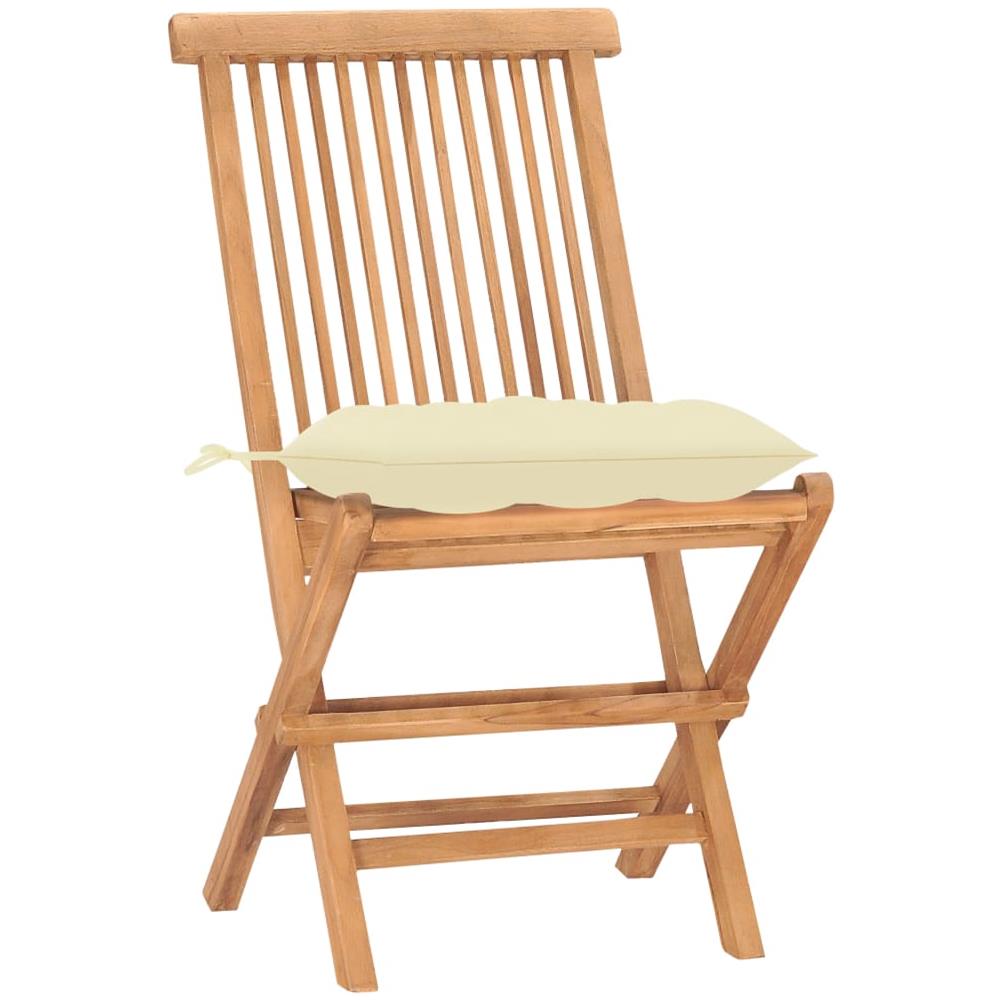 Set da Pranzo Giardino Pieghevole 3 pz Cuscino Massello di Teak - Foto 3