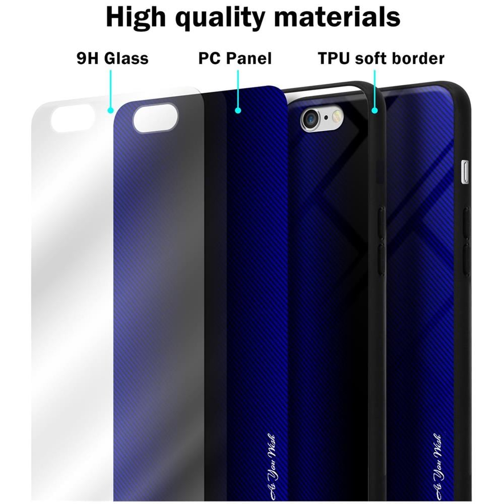 Custodia Compatibile Con Apple Iphone 6 / 6s - Ottica A Strisce In Cobalto Viola - Coperchio Protettivo In Vetro Temperato E Silicone Tpu - Foto 7