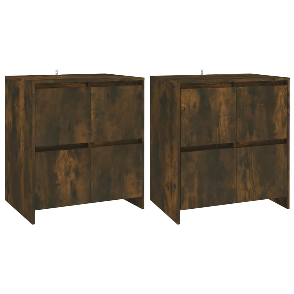 Credenze 2 pz Rovere Fumo 70x41x75 cm in Legno Multistrato - Foto 1