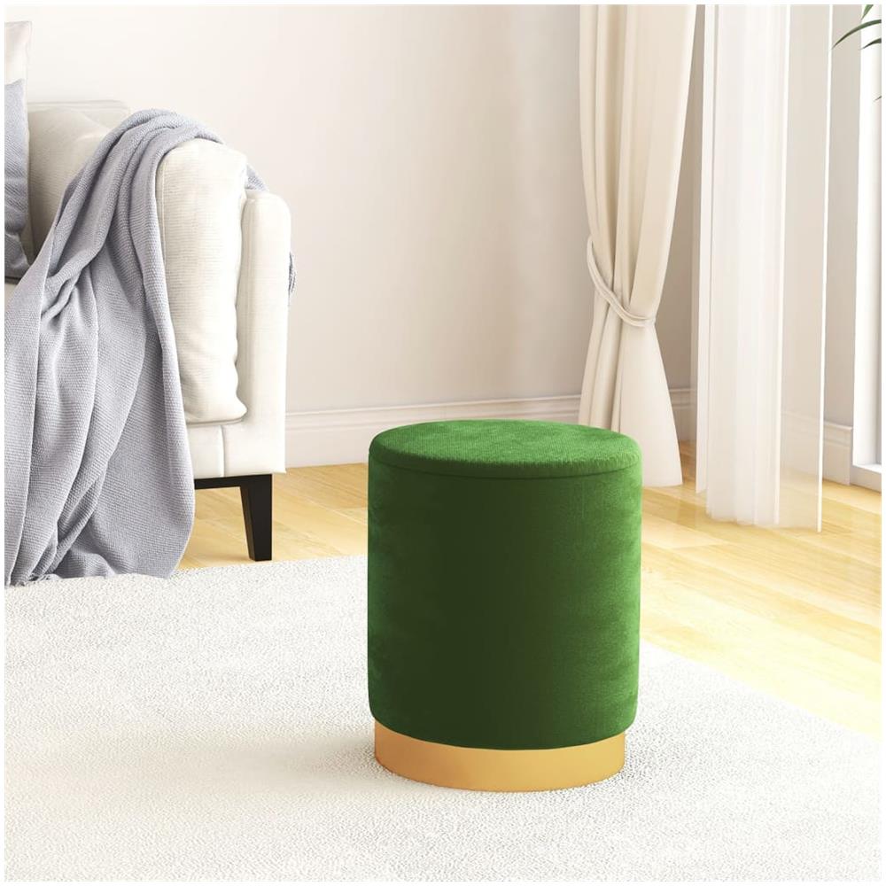 Sgabello Rotondo Con Contenitore Verde In Velluto - Foto 1