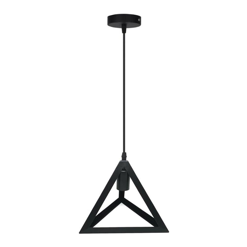 Lampadario Da Soffitto A Sospensione Forma Triangolo 3d Porta Lampadina E27 Nero - Foto 1