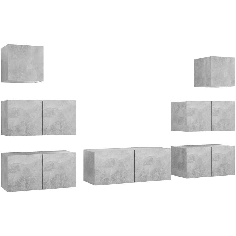 Set Porta Tv 7 Pz Grigio Cemento In Truciolato - Foto 2