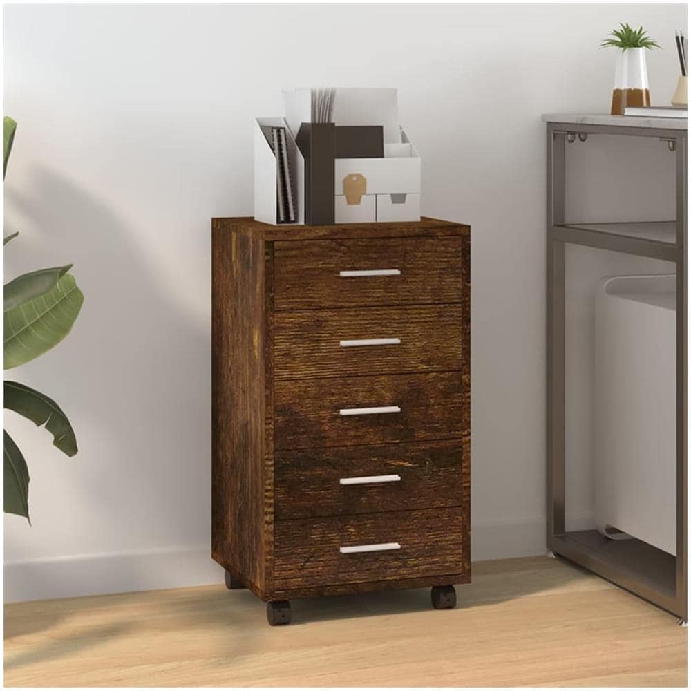 Cassettiera con Ruote rovere fumo in Legno Multistrato - Foto 1