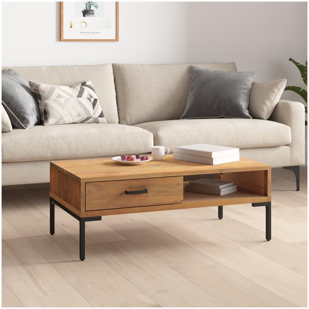 Tavolino da Salotto 90x50x35 cm in Legno Massello di Pino - Foto 1