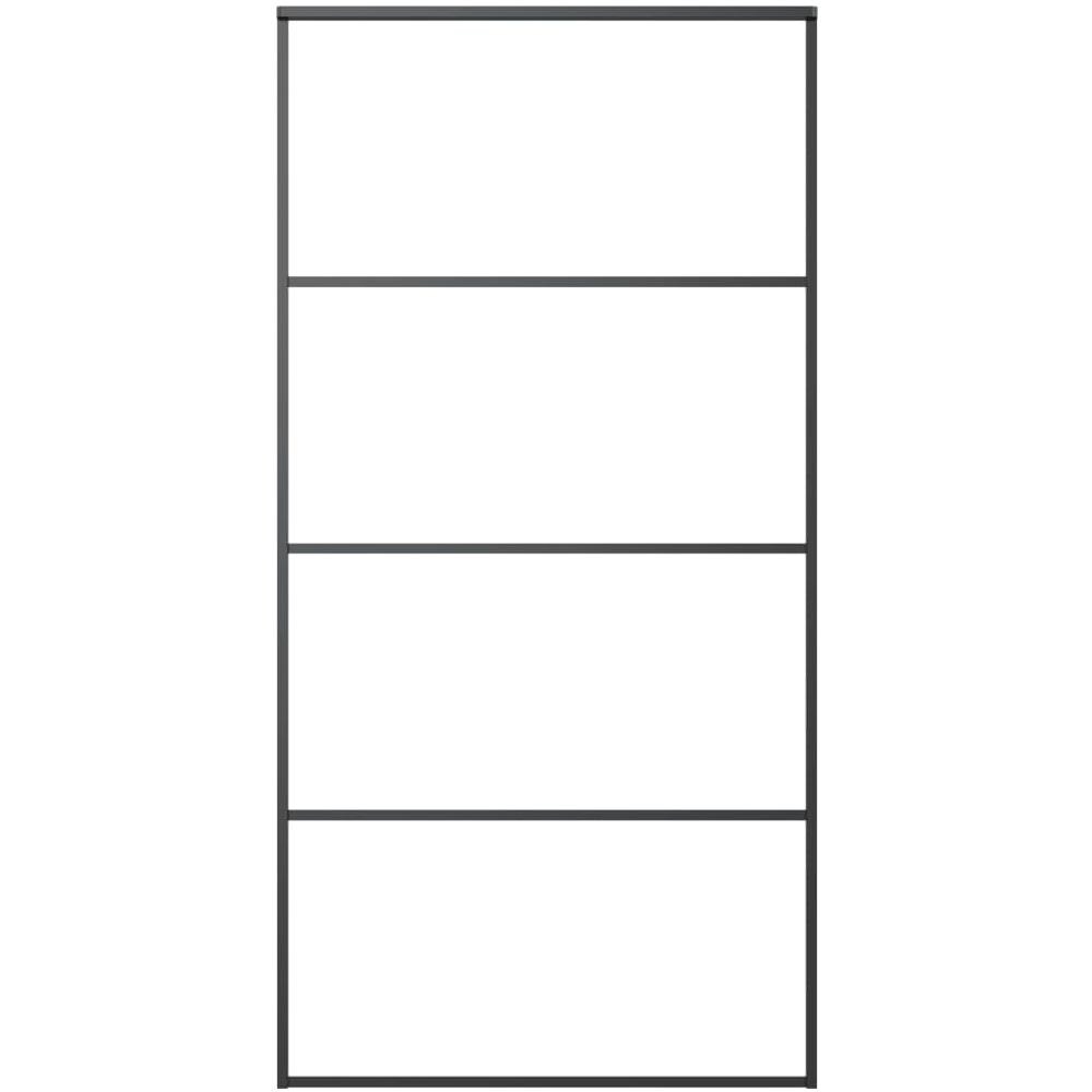 Porta Scorrevole in Vetro ESG e Alluminio 102,5x205 cm Nera - Foto 2