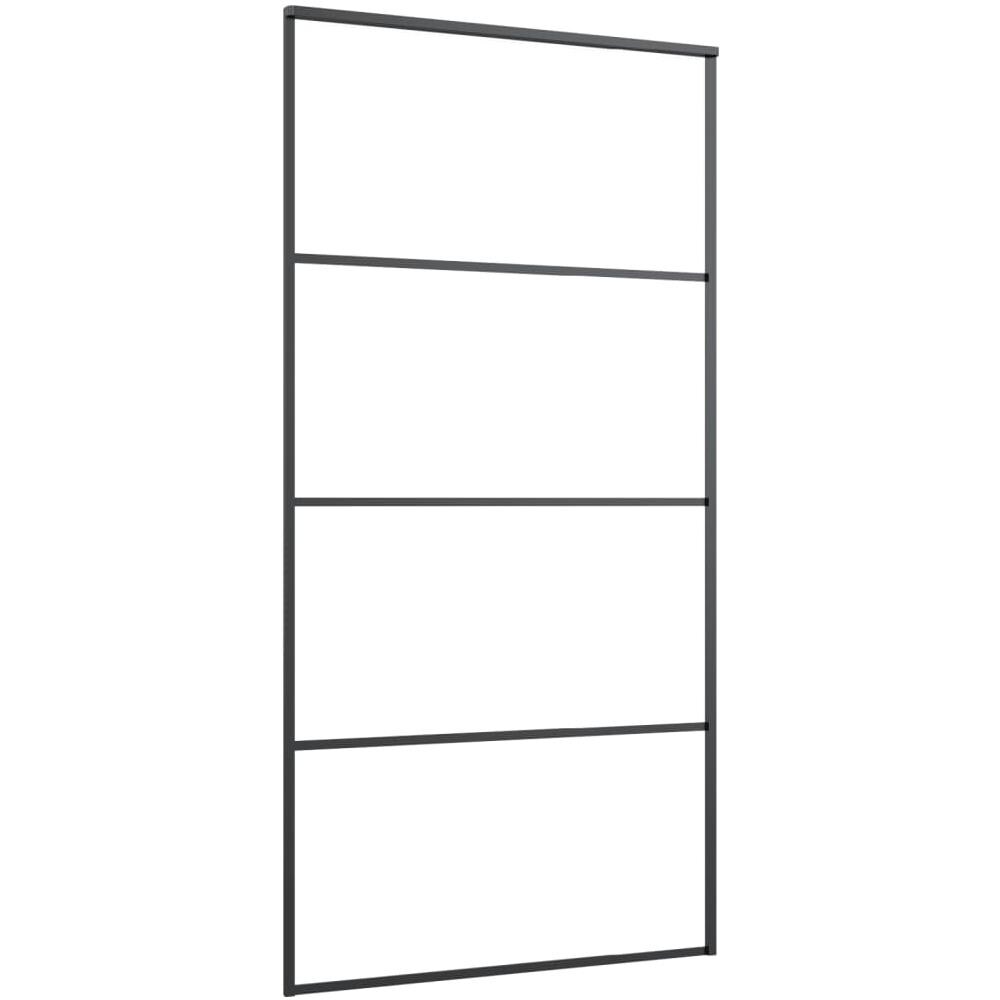 Porta Scorrevole in Vetro ESG e Alluminio 102,5x205 cm Nera - Foto 3