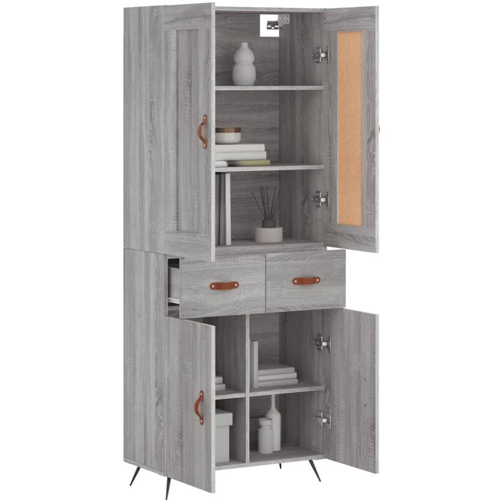 Credenza Grigio Sonoma 69,5x34x180 Cm In Legno Multistrato - Foto 3