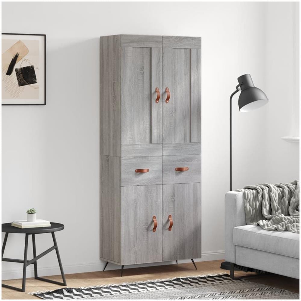 Credenza Grigio Sonoma 69,5x34x180 Cm In Legno Multistrato - Foto 1