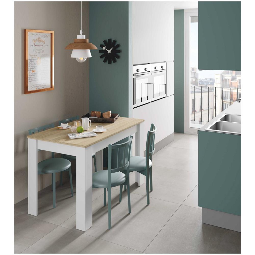 Tavolo Fisso Lowell, Tavolo Per Sala Pranzo, Tavolo Consolle Moderno Per Salotto O Cucina, 109x67x78 Cm, Bianco E Rovere - Foto 1