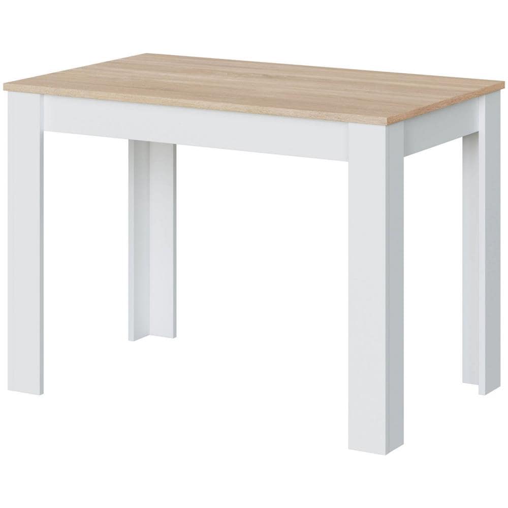 Tavolo Fisso Lowell, Tavolo Per Sala Pranzo, Tavolo Consolle Moderno Per Salotto O Cucina, 109x67x78 Cm, Bianco E Rovere - Foto 2