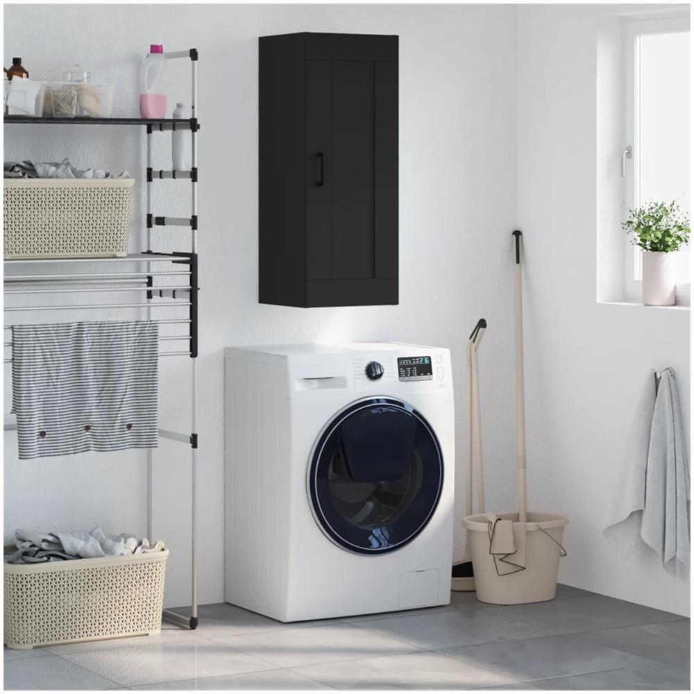 Armadietto A Muro Nero 34,5x34x90 Cm In Legno Multistrato - Foto 1