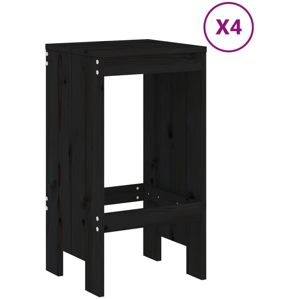Set Bar Da Giardino 5 Pz Nero In Legno Massello Di Pino - Foto 3